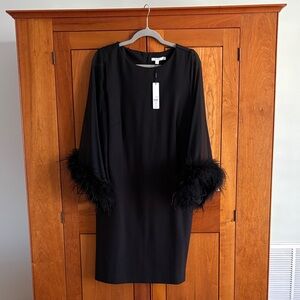 Chico's size 2 (12) black dress with removable feather cuffs